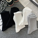 Riolio New 5 Pairs Cool Men Black White Warm Socks Set Autumn Winter Male Solid Color Sport Short Socks For Men