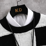 Riolio New Fall Winter Korean Style Mens Pullovers Sweaters High Quality Thick Warm Cashmere Sweater Men Luxury Plaid Pull Homme