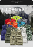 Riolio Outdoor Casual Fishing Vest Photography Spring and Autumn Men's Vest Multi-Pocket Tooling Quick-Drying Vest Cotton Workwear