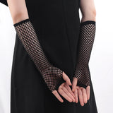 Riolio  2 Pair/set Black Ladies Sexy Gloves Mesh Net Fishnet Gloves Hollow Fingerless Gloves Night Club Lolita Costume Punk Mittens