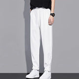 Riolio  Men's Clothing Pockets Spring Summer Solid Color Button Straight High Waist Loose Capable Handsome Temperament Casual Pants