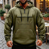 Riolio  Men's Half Zip Raglan Sleeve Hoodie with Arm Pockets Front Utility Pocket Casual Streetwear Sweatshirt with Multiple Colors