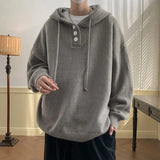 Men Hooded Sweater Spring and Autumn Seasons Japanese Vintage Lazy Coat Male Wearing Hat Knit Casual Fashion  Loose Sweater Top