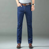 Riolio New Ice Silk Thin Denim Jeans For Men Blue Straight Stretch Cotton Pants Business Casual Lightweight Trousers Spring Summer