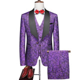 Riolio  Men's Three-Piece Suit Set Evening Gown Host Wedding Dinner Ceremony Green Apple Collar Formal Wear Fashionable Urban Style