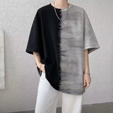 Riolio  Summer Gradient Color Casual Loose American Style Trend Creative Splicing Handsome Chaopai Heavyweight Men's Clothing Tees