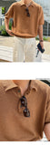 Riolio New Summer Simple Retro Men Polo Shirt Leisure Vintage High Quality Knit T-shirt Casual Korean Style Loose Breathable Tops M-2XL