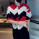 Riolio  Men's Clothing New Spring Summer Man Printing Short Sleeve Loose Handsome Turn-down Collar Fashion Casual Streetwear Shirts