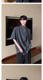 Riolio Retro New Chinese Style High-end Shirt Short-sleeved Men Women Korean Style Summer Fashion Irregular Button Design Top Urban