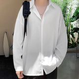 Riolio  Young Style Korean Street Casual Shirts Fashion Office Lady Loose Solid Spring Summer Thin Simplicity Men's Clothing Handsome
