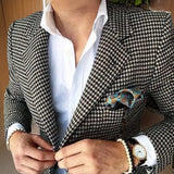 Riolio WELL DRESSED MEN Plaid Suit Jacket for Men 1 Pc Notch Lapel Houndstooth Business Blazer for Wedding Party Fashion Coat Size XS-5XL