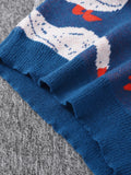 Riolio New Popular Autumn Winter Cute Duck Jacquard Pattern Pullover Sweater Casual Round Neck Contrast Color Knitted Men's Pullover