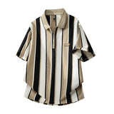 Riolio  Soft Lightweight Men's T-Shirt Versatile Top Summer Polo Shirt Fashion Stripes Trendy Fit Stylish Comfortable High-Quality Daily