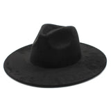 Riolio  European US New 9.5cm Big Brim Suede Top Hat for Women Men Fashion Peach Heart Top Jazz Fedora Hats for Party Wedding Felt Cap