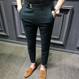 Riolio Summer Trousers For Men Korean Style Slim Fit Casual Pants Small Foot Nine Points Trendy White Suit Pants