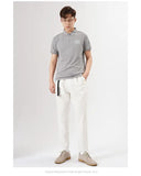 Riolio White Stretch Casual Ankle Pants Silhouette Men's Elegant Suit Pants Summer Korean Straight Loose Men's Smart Casual Trousers