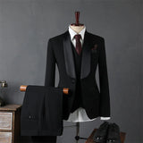 Riolio  Elegant Slim Fit Wedding Suit Set with Qingguo Collar for Groom Business Formal Fashionable Men's Tuxedo Wedding Ceremony Dress