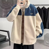 Riolio Thiened Lamb Velvet Jaet for plus Size Men Winter Warm Loose Fit Faionable Youth Zipper Closure  Color Casual Coat