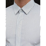 Riolio  Men Striped Shirt Spring Summer Slim Fit Casual Non Iron Long Sleeve Business