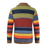 Riolio Spring Autumn Fashion Men's V-Neck Collar Cardigan Sweater Slim Fit Cable Knit Patchwork Woolen Long Sleeve Casual Male Top