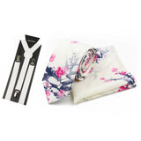 Riolio  Men's High Quality 6.5cm Floral Leaves Cotton Tie Handkerchief Suspender Set Novel Gentleman Artistic Wedding Accessories Gifts