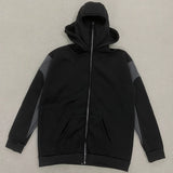 Riolio  Zipper Fashion Hip Hop Streetwear Autumn Winter Trend Coat American Dark Gothic Black Gray Color Matching Masked Hooded Hoodie