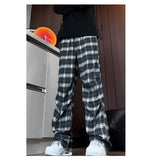 Riolio  casual pants  men 2025 New Autumn Men Plaid Pants Loose Straight Leg Casual Trousers Trendy Youth Fashion Comfortable
