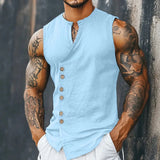 Riolio  Men's Vest Sleeveless Casual Sports T-Shirt Breathable Lightweight Soft Comfortable Fashion All-match Daily Workout Tops