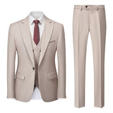 ( Jacket + Vest + Pants ) Solid Color Office Business Formal Men's Suit Three Piece Set Groom Wedding Dress Party Tailcoat