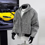 Riolio New Autumn Men Textured Hooded Sweatshirt Jacket Light Luxury Harajuku Zip-up Leisure Fashion Long Sleeve Hoodie Crop Coat M-2XL