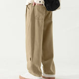 Riolio Solid Color Pants Breathable Wide-leg Men's Work Pants Retro Style Versatile Solid Color Trousers Pants for Men