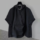 Riolio  Trendy Zip-Up Hooded Short Sleeve Men's T-Shirt Korean Style Loose Fit Large Pocket Summer Casual Tops