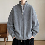 Riolio New Korean Fashion Men Cardigan Jacket Light Luxury Trendy Turtleneck Knit Zip-up Long Sleeve Sweater Coat High Quality Knitwear