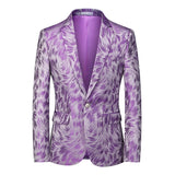 Riolio Fashion New Men's Casual Boutique Business Wedding Host Slim Bronzing Suit Flower Jacket Dress Blazers Coat