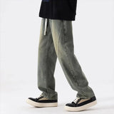 Riolio New High Street Baggy Jeans For Men Hip Hop Fashion Washed Straight-leg Denim Pants Distressed Y2K Streetwear Jean Trousers