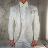 Riolio  Elegant Jacquard Wedding Tuxedo For Prom Slim Fit Men Suits 3 Pieces Male Fashion Jacket With Vest Pant