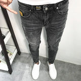 Riolio Spring Autumn Kpop Fashion Men's Denim Jeans Casual Slim Long Pants Korean Solid Black Boyfriend Designer Luxury Jeans