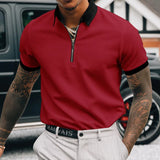 Riolio  Summer Solid Color Casual Gentmen Polo Shirt Short Sleeve Loose Business T-shirts Man Zipper All Match Top Male Fashion Clothes