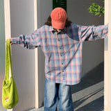 Riolio Colorful Plaid Shirt Men Fashion Vintage Shirt Men Streetwear Loose Long Sleeved Shirt Mens Oversized Casual Shirts M-2XL