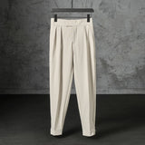 Riolio New Japanese Retro Velcro Male Suit Pants Light Luxury Straight Draped Business Casual Pants Premium Slim Elegant Ninth Trousers