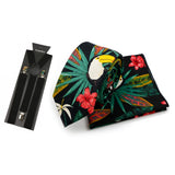 Riolio  Men's High Quality 6.5cm Floral Leaves Cotton Tie Handkerchief Suspender Set Novel Gentleman Artistic Wedding Accessories Gifts