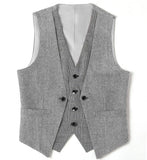 Riolio  Men's Suits Vest V Neck Fake Two Pieces Herringbone Wool Business Fashion Style Formal Men's Waiscoat For Wedding