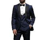 Riolio  Elegant Matching Men's Formal Wear Ensemble Men's Classic Suit 3-Piece Peak Lapel Blazer Vest Pant Slim Fit