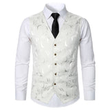 Riolio Men Suit Vest Coat Roses Pattern Bright Jacquard Fabric Party Luxury Design Causal Fashion Slim Fit Men Suit Vest Coat