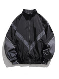 Riolio American Retro Zipper Jaet Men's Spring Autumn Casual Loose Fit Youth Waterproof Ox Fabric Long Sve Stand Collar