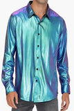 Riolio  Men's shiny long-sleeved shirt summer new men's casual Performance long-sleeved shirt holiday casual shirt