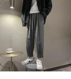 Riolio  Solid Elastic Waist Loose Pockets Handsome Casual Pants Simplicity Sports Spring Summer Thin Fashion Streetwear Men's Clothing