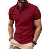 Riolio  Summer Men's Solid Color Polo Shirt Short Sleeve Turn Down Collar Smart Casual Polos Men Streetwear Sports Jogging Tees Tops Man