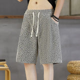 Riolio  Black and White Men Summer Zebra Pattern Loose Casual Sports 5-point Pants