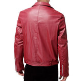 Riolio WELL DRESSED Men PU Leather Jacket Solid Color Casual Slim-Fit Zipper Long Sleeve Turn-Down Collar Motorcycle Leather JacketCoat Men Clothing